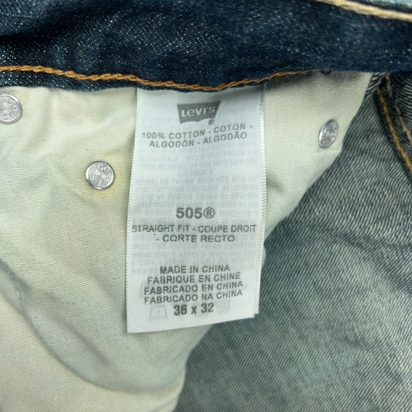 VTG Levi's Jeans Men 36x32 Blue 505 Straight Regular Faded Whisker Denim Pants - Picture 6 of 14